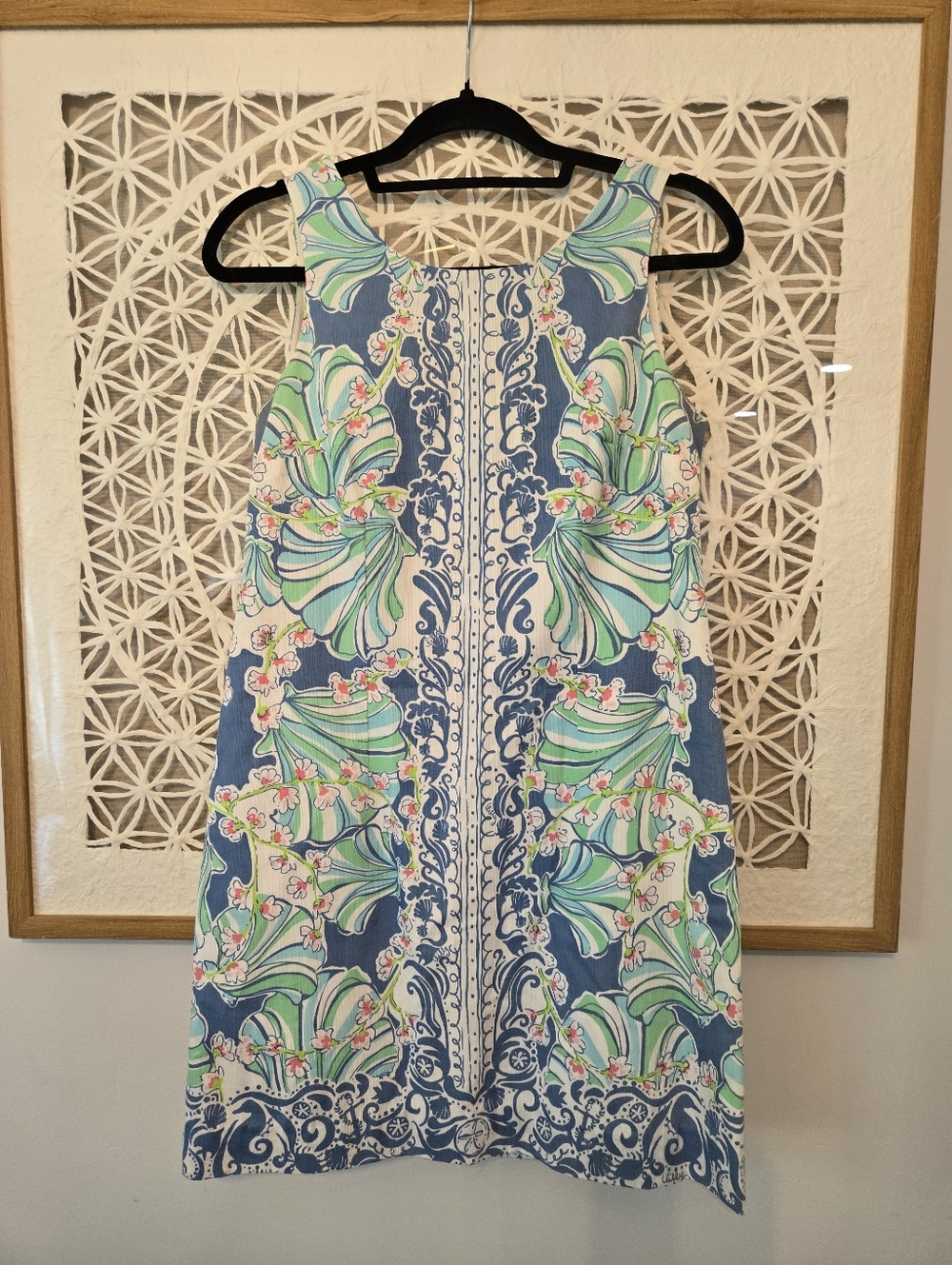 Lilly Pulitzer Cathy Shift Dress Size 4 Blue Green Floral Coastal Print